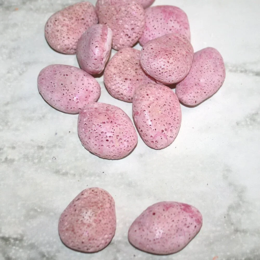 HAND CRAFTED 2 Rose Aroma Stones Aromatherapy Essential Oil Diffuser Pair